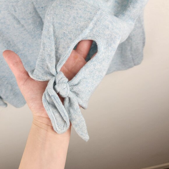 Banana Republic Blue Filpucci Wool Cashmere Blend Bow Cuff Sweater sz L *flawed* - Picture 4 of 11